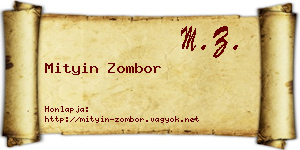 Mityin Zombor névjegykártya